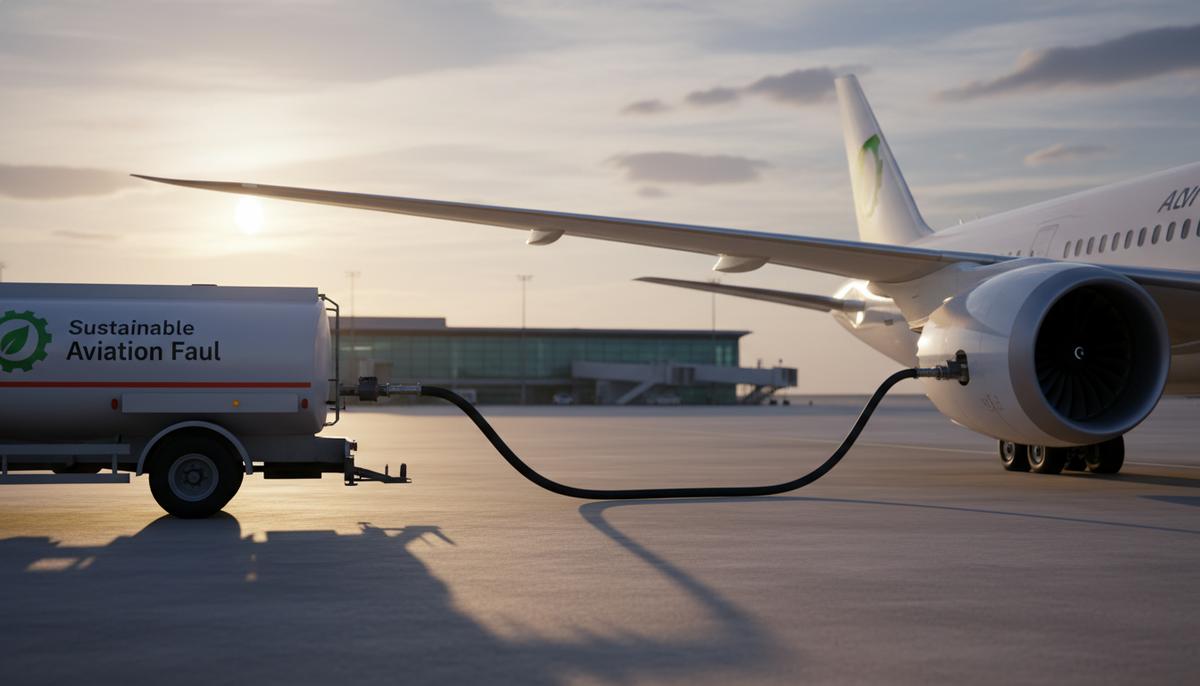 Топливозаправщик заправляет крыло пассажирского самолета устойчивым авиационным топливом на аэродроме.