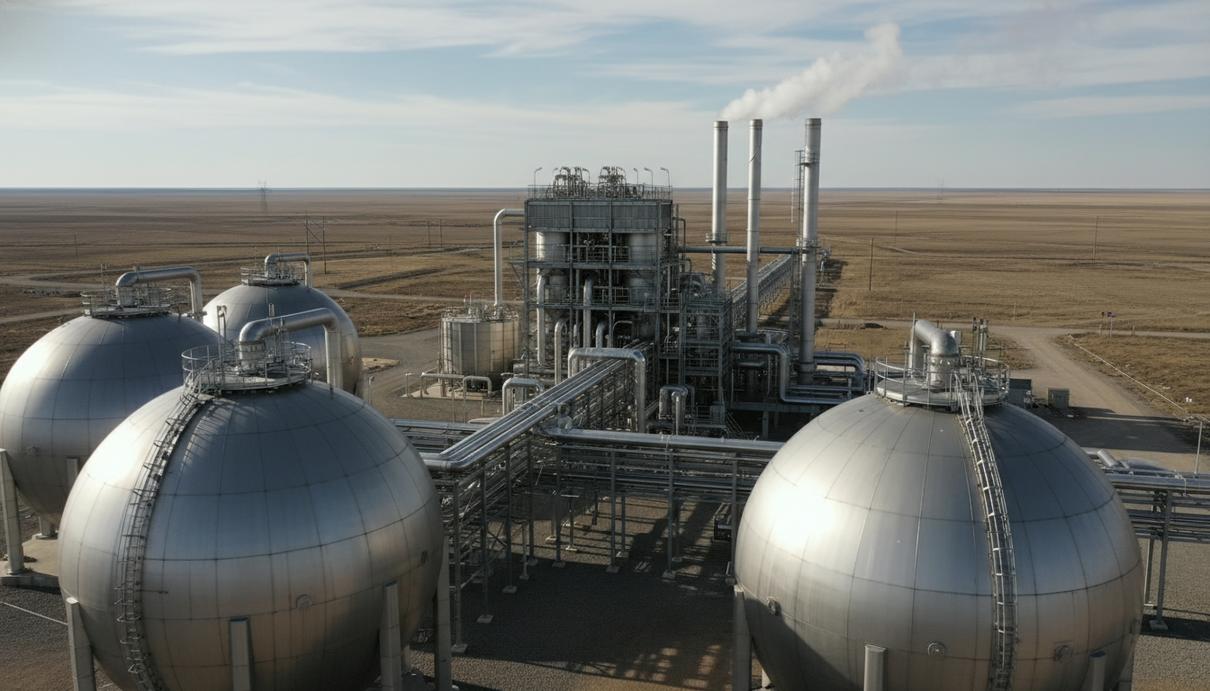 Промышленная установка по производству водорода из биогаза с металлическими емкостями и системой труб