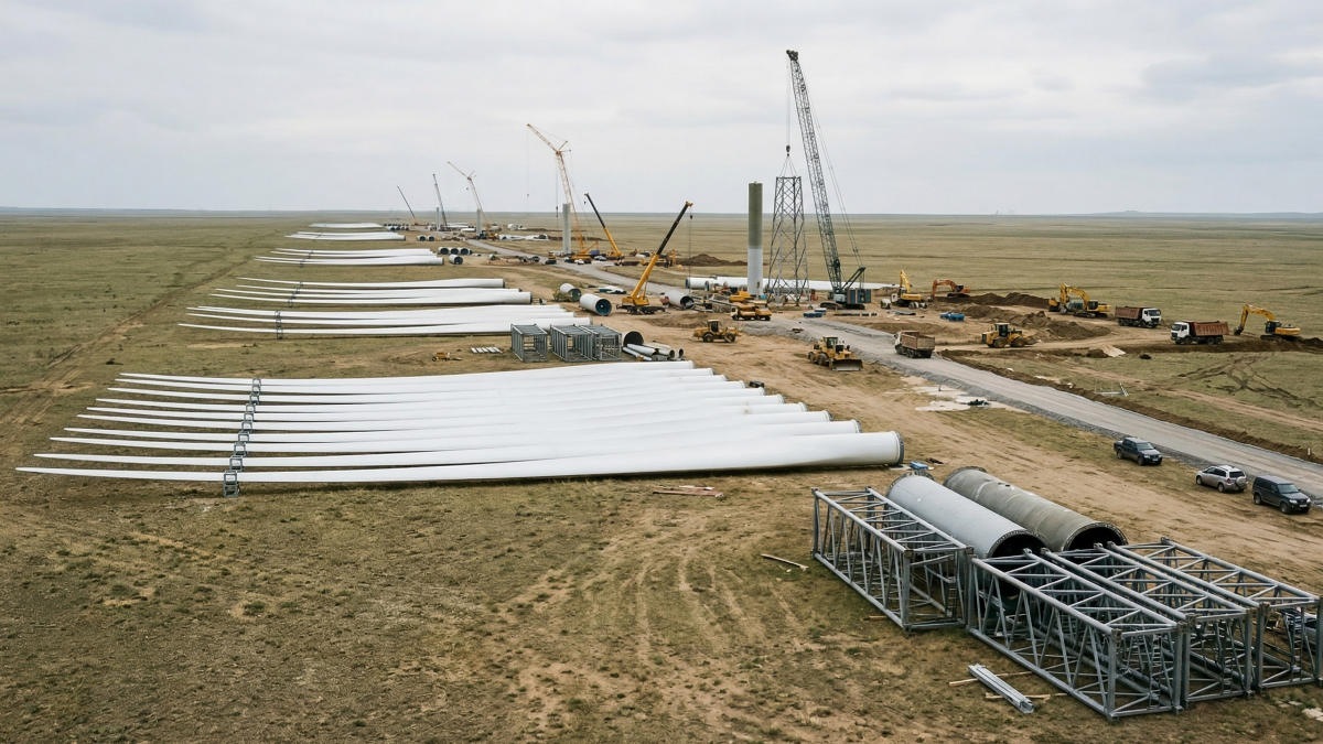 В Казахстане началось строительство ветропарка мощностью один гигаватт