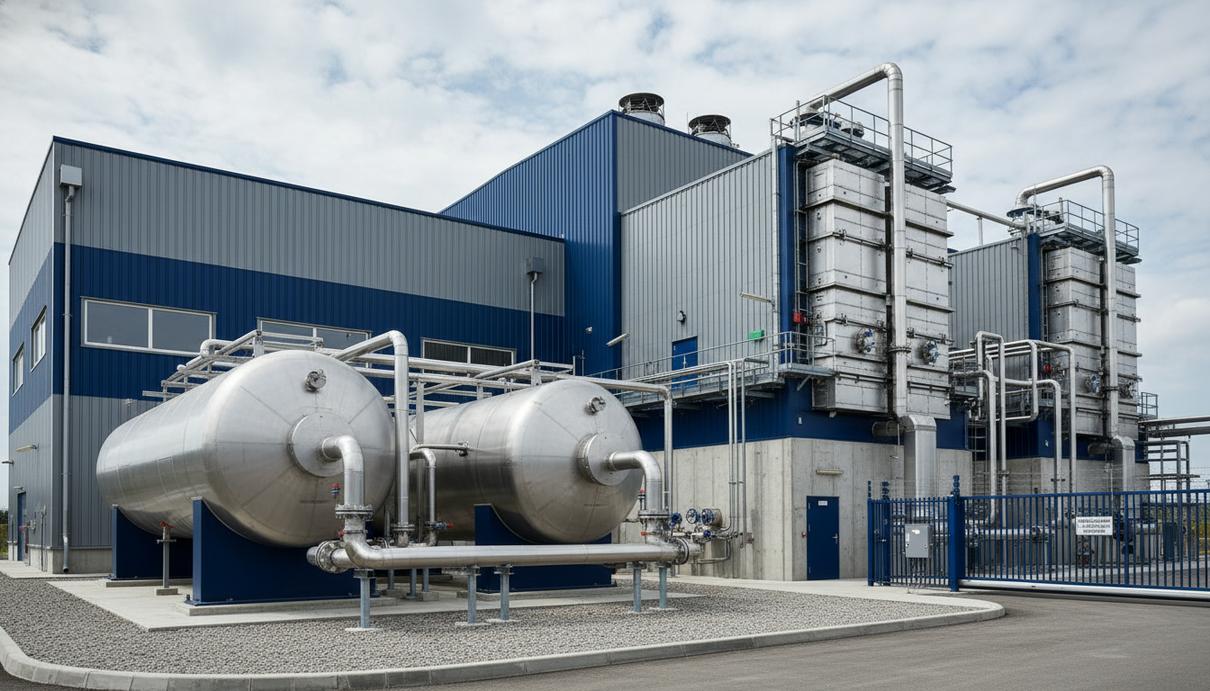 Hydrogenera поставит оборудование для экспорта водорода из Украины в Германию Промышленная установка для производства водорода с металлическими трубами и баками высокого давления