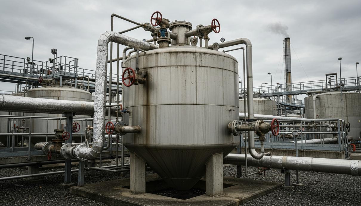 Технологическое оборудование и резервуары для переработки биогаза на очистном сооружении