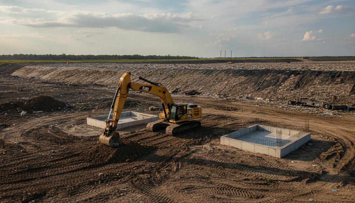 Nopetro Energy строит во Флориде завод по выпуску газа из отходов за $50 млн Строительная техника на мусорном полигоне на начальном этапе возведения завода по производству возобновляемого газа.